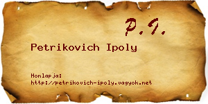 Petrikovich Ipoly névjegykártya